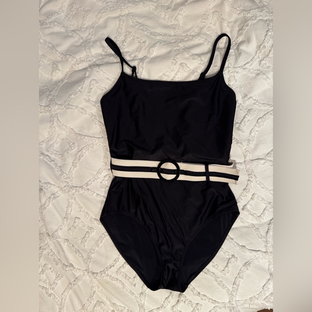 SOLID & STRIPED Black and White One Piece Swimsuit